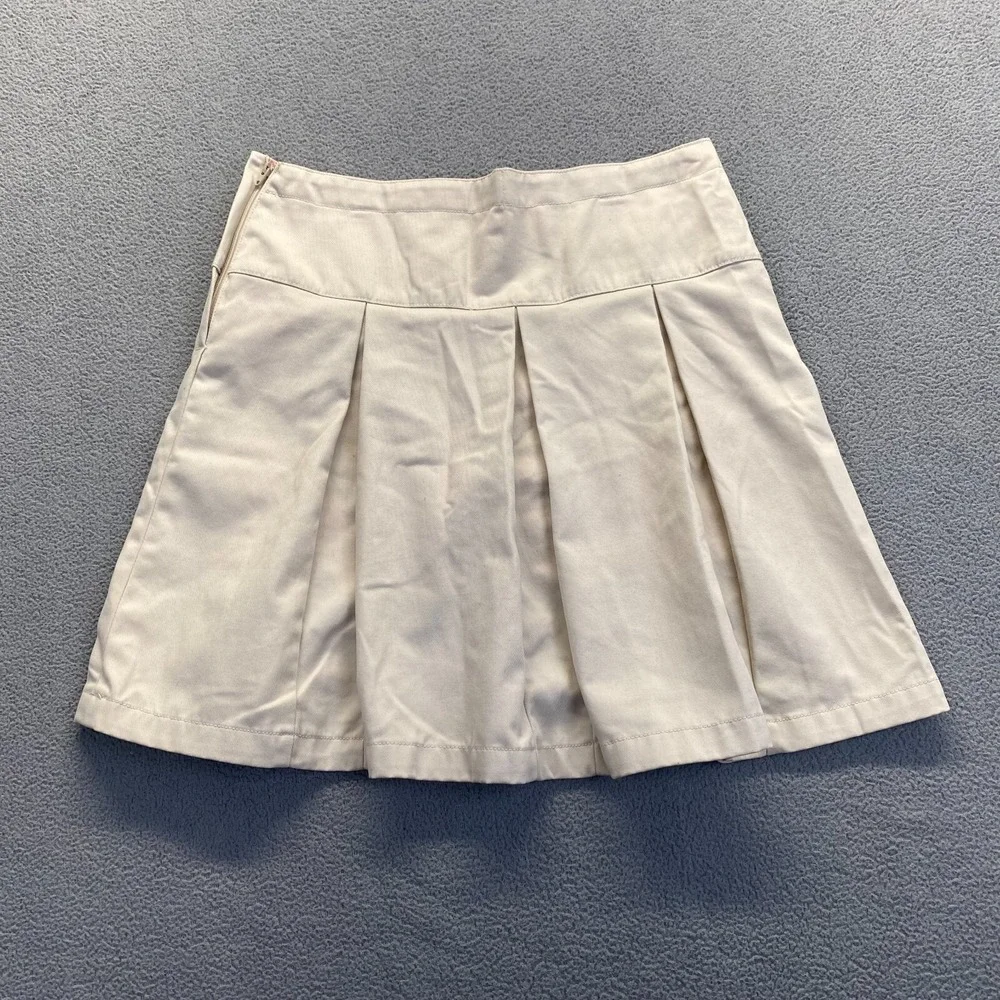 Gymboree Girl's School Uniform Pleated‎ Woven Skort Beige Size 12,Cotton,Zipper